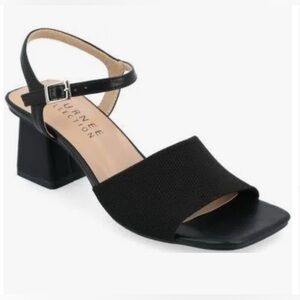 Journee Collection Black Block Heel Sandals